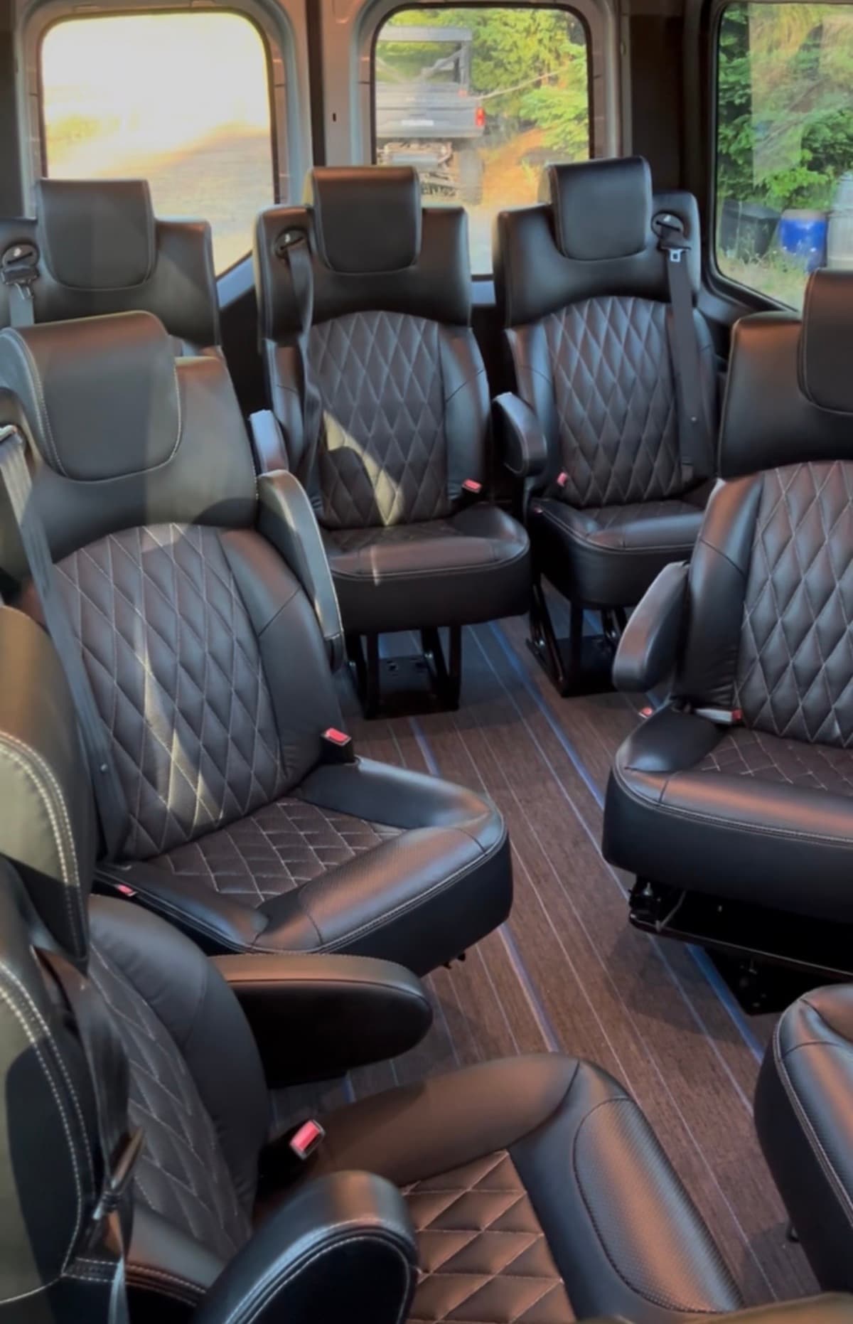 Interior of the Hidden Vineyards Wine Tours private luxury Sprinter van