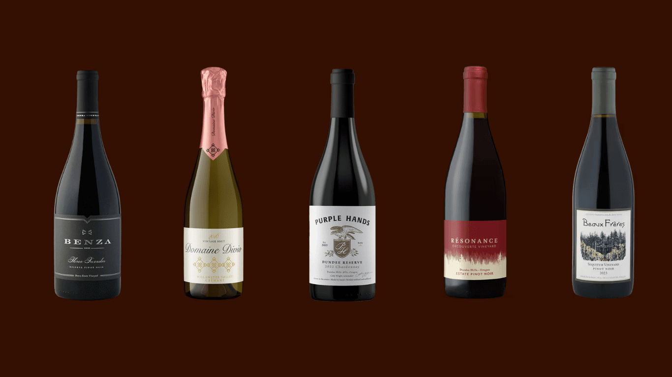 Oregon Pinot Noir wine bottles from the Willamette Valley wine region